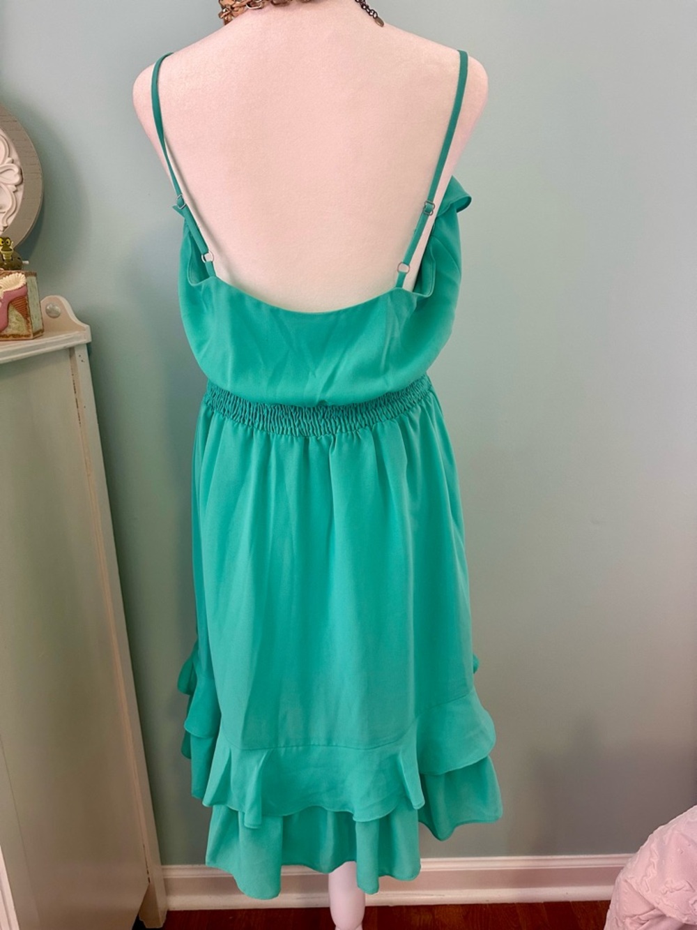 Max & Cleo Teal Ruffle Midi Dress - Picture 2 of 4